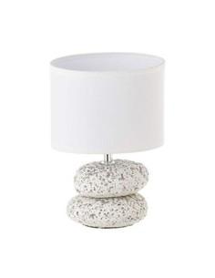 Lámpara de mesita de noche de piedras exótica de cerámica blanca de 23x16x16 cm