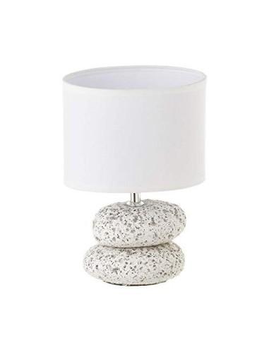 Lámpara de mesita de noche de piedras exótica de cerámica blanca de 23x16x16 cm