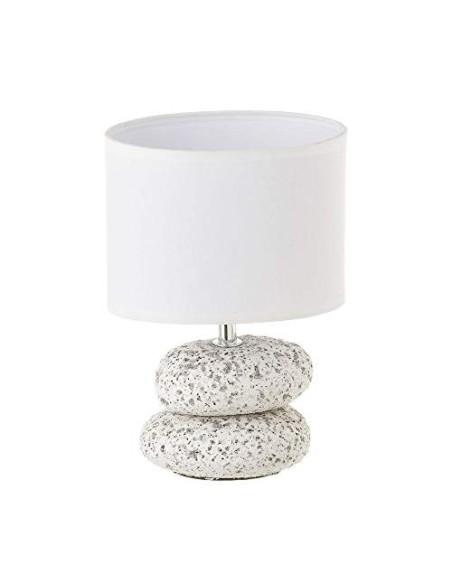 Lámpara de mesita de noche de piedras exótica de cerámica blanca de 23x16x16 cm