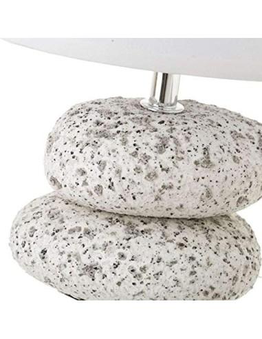 Lámpara de mesita de noche de piedras exótica de cerámica blanca de 23x16x16 cm