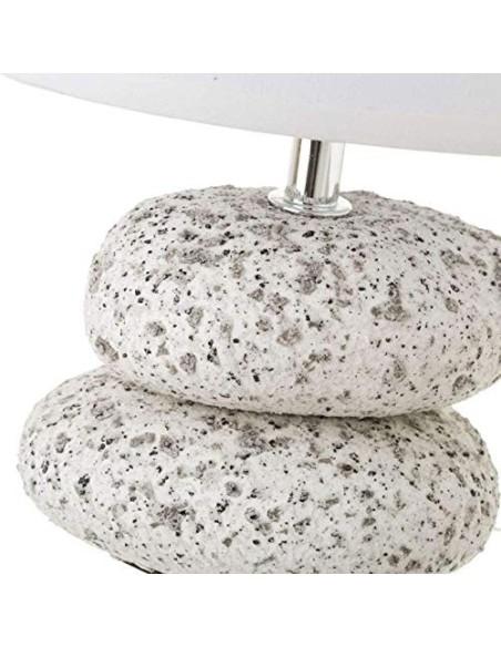 Lámpara de mesita de noche de piedras exótica de cerámica blanca de 23x16x16 cm