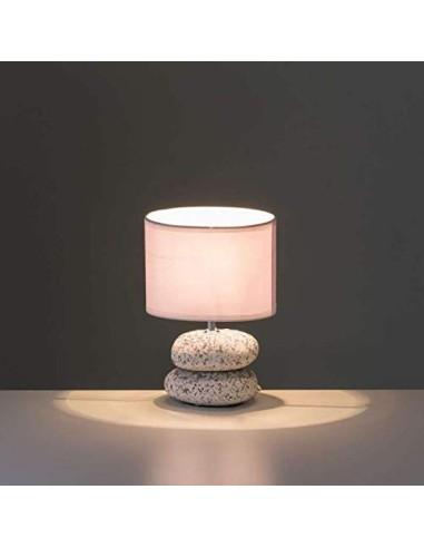 Lámpara de mesita de noche de piedras exótica de cerámica blanca de 23x16x16 cm