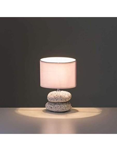 Lámpara de mesita de noche de piedras exótica de cerámica blanca de 23x16x16 cm