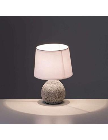 Lámpara de mesita de noche contemporánea de cerámica gris de 28x19x19 cm