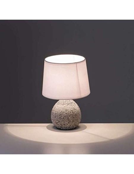 Lámpara de mesita de noche contemporánea de cerámica gris de 28x19x19 cm