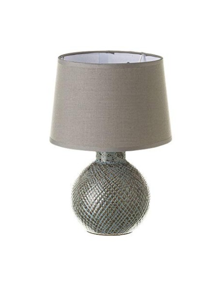 Lámpara de mesita de noche con bola shabby chic de cerámica gris de 28x20x20 cm