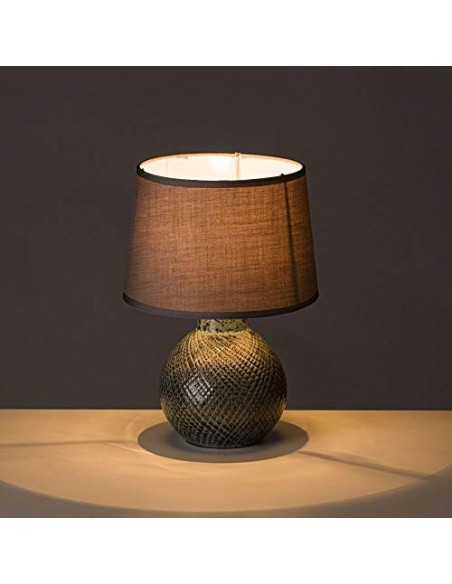 Lámpara de mesita de noche con bola shabby chic de cerámica gris de 28x20x20 cm