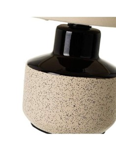 Lámpara de mesa jaspeada grande moderna de cerámica negra y beige de 12x12x21 cm 2