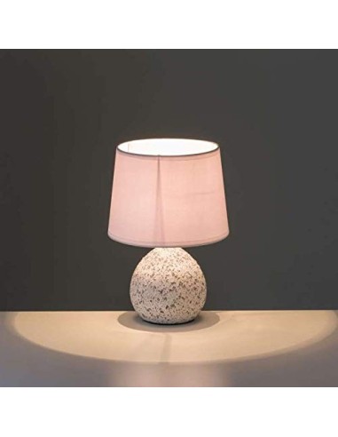 Lámpara de mesita de noche de piedras exótica con mosaico cerámica blanco-gris 19 x 19 x 28 cm