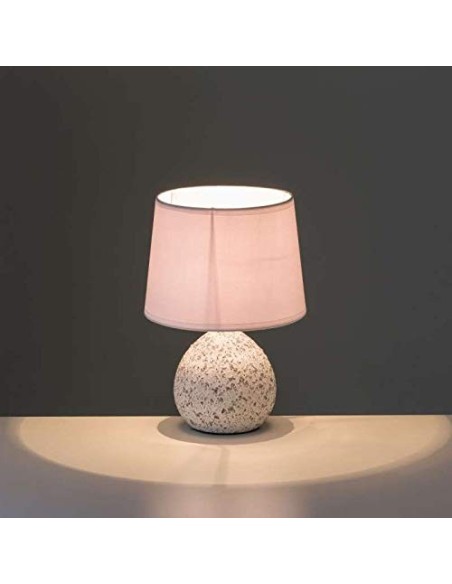 Lámpara de mesita de noche de piedras exótica con mosaico cerámica blanco-gris 19 x 19 x 28 cm