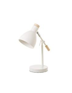 Lámpara de mesa para escritorio nórdica de metal y madera Blanca de 36x15x32 cm