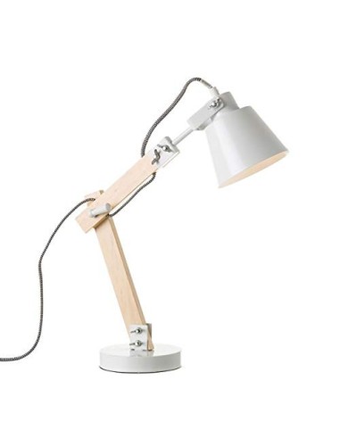Lámpara de mesa para escritorio con Flexo Articulable Nórdica de Madera Blanca de 43x41x13 cm