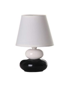 Lámpara de mesita de noche moderna de cerámica blanco x negro de 15x22 cm.