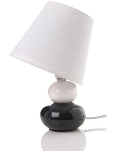 Lámpara de mesita de noche moderna de cerámica blanco x negro de 15x22 cm. 2