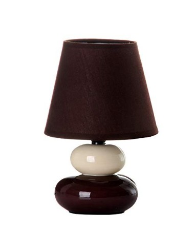 Lámpara de mesita de noche moderna de cerámica marrón de 15x22 cm.