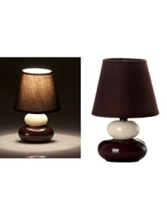 Lámpara de mesita de noche moderna de cerámica marrón de 15x22 cm. 2