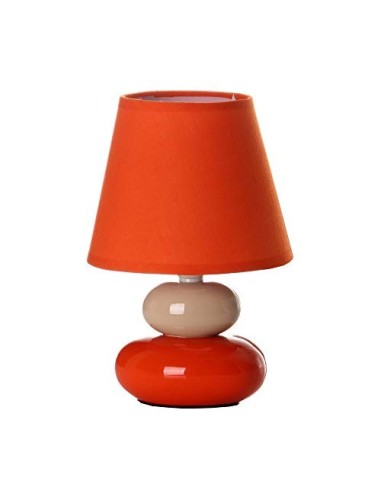 Lámpara de mesita de noche de cerámica naranja de 15x22 cm.
