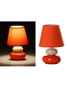 Lámpara de mesita de noche de cerámica naranja de 15x22 cm. 2
