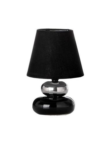 Lámpara de mesita de noche oriental de cerámica negra de 15x22 cm.