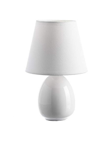 Lámpara de mesita de noche moderna de cerámica blanca de 15x24 cm.