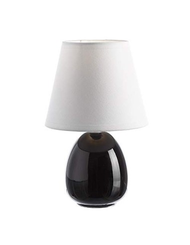 Lámpara de mesita de noche moderna de cerámica negra de 15x24 cm.