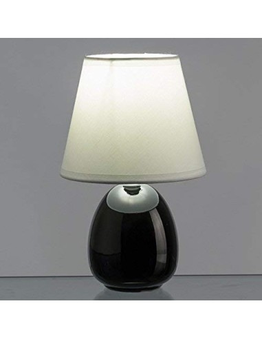Lámpara de mesita de noche moderna de cerámica negra de 15x24 cm.