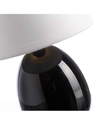 Lámpara de mesita de noche moderna de cerámica negra de 15x24 cm.