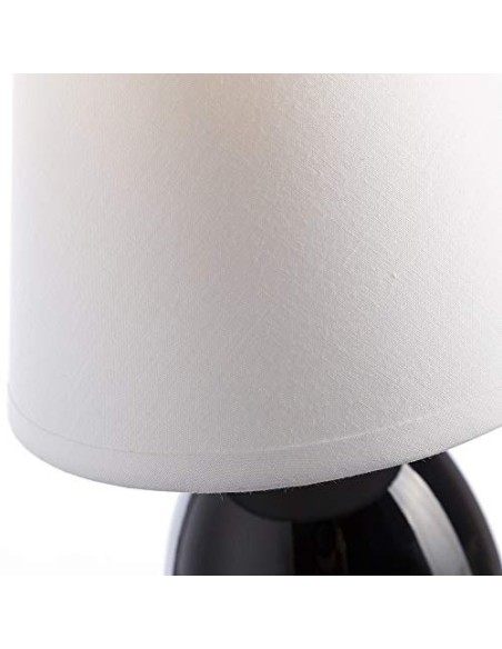 Lámpara de mesita de noche moderna de cerámica negra de 15x24 cm.