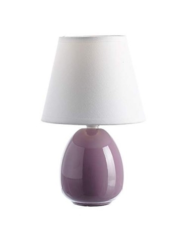 Lámpara de mesita de noche moderna de cerámica lila de 15x24 cm.