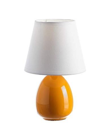 Lámpara de mesita de noche moderna de cerámica naranja de 15x24 cm.