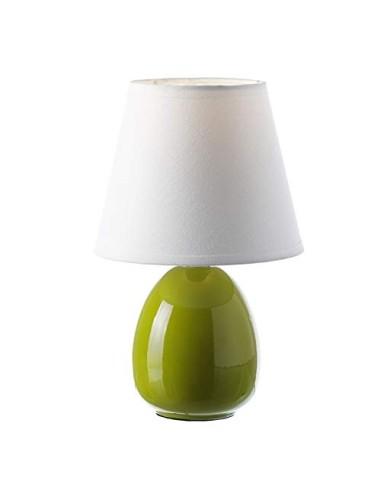 Lámpara de mesita de noche moderna de cerámica verde de 15x24 cm.