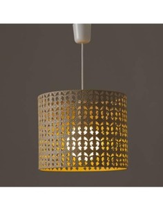 Lámpara de techo calada de metal beige de 25x30x30 cm 2