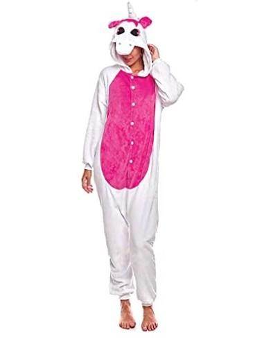 H HANSEL HOME Pijama Unicornio Fucsia Mujer Hombre Adulto Unisexo Disfraces Animal Carnaval Halloween Cosplay Cómodo Suave - 