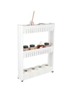 Carro de Almacenamiento Baño Cocina de 3 Niveles Estrecho Estante Suelo Baño con Ruedas 72.5 x 54.5 x 12 cm 2