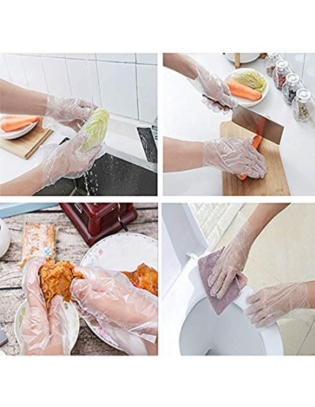 Guantes Desechables de plástico Transparente, protección contra Virus,Guantes para cocinar en Barbacoa, para el Hogar, baño, 
