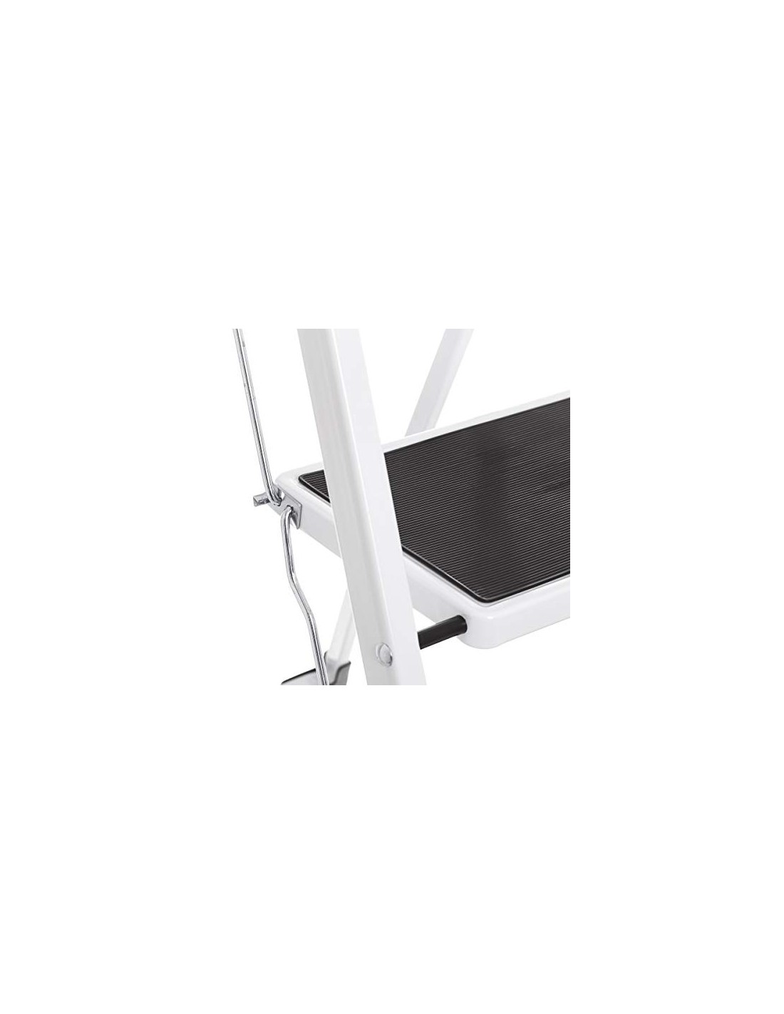 Escalera Plegable Portátil de 3 Peldaños Antideslizante Blanca/Negra de  Acero de 105x71x46 cm