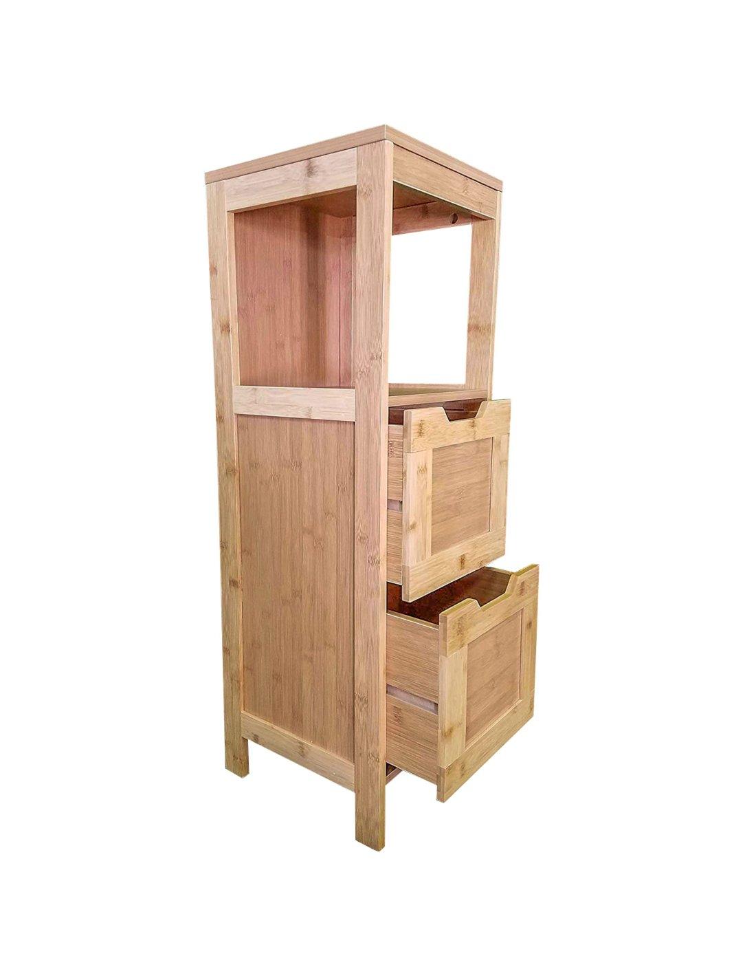 Estante Sobre Inodoro De Bambú Con Cajón Y Cesta Ideal Para