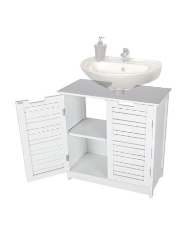 Lavabo de baño pequeño de 22 pulgadas, armario de baño blanco con fregadero  rectangular de cerámica y almacenamiento lateral izquierdo, armario de