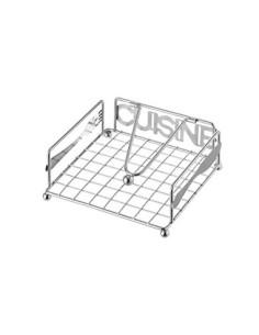 Servilletero de Mesa Cuadrado de Metal Cromado de 18 x 18 x 7 cm - Cusine