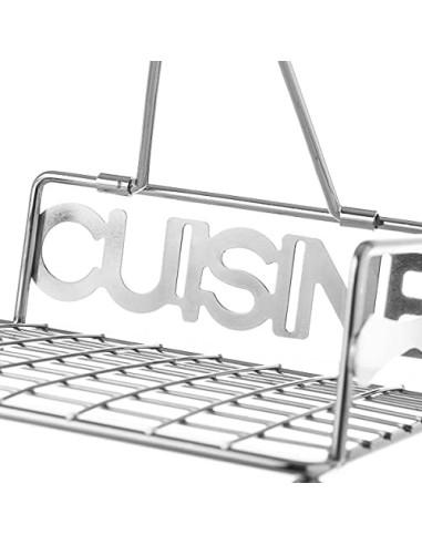 Servilletero de Mesa Cuadrado de Metal Cromado de 18 x 18 x 7 cm - Cusine