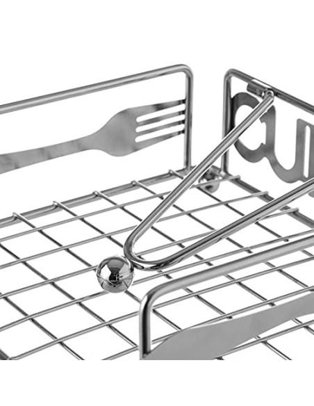 Servilletero de Mesa Cuadrado de Metal Cromado de 18 x 18 x 7 cm - Cusine