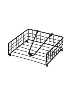 Servilletero de Mesa Cuadrado de Metal Negro Industrial de 19 x 19 x 7cm