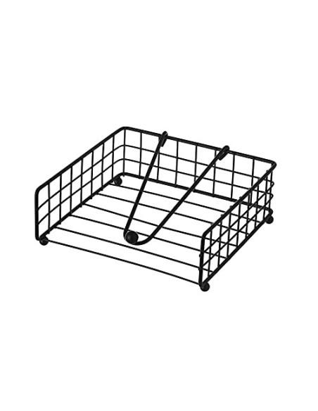 Servilletero de Mesa Cuadrado de Metal Negro Industrial de 19 x 19 x 7cm