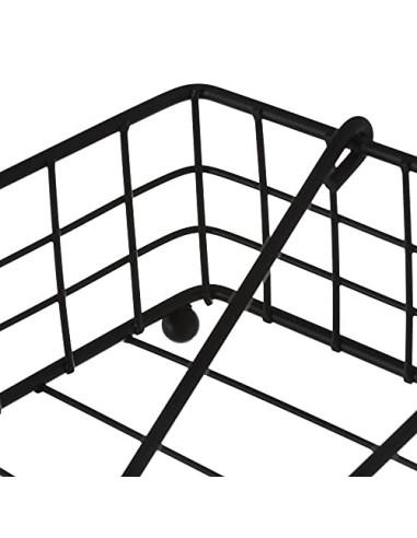 Servilletero de Mesa Cuadrado de Metal Negro Industrial de 19 x 19 x 7cm