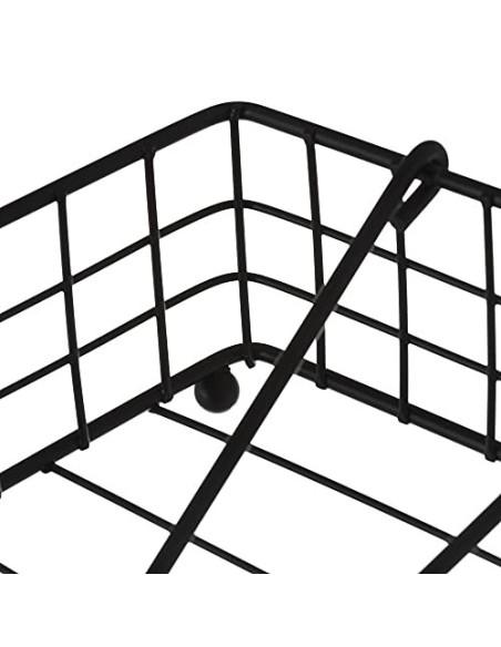 Servilletero de Mesa Cuadrado de Metal Negro Industrial de 19 x 19 x 7cm