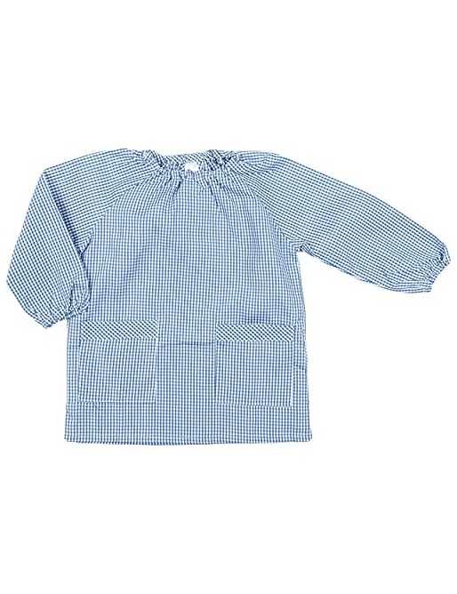 H HANSEL HOME Bata Escolar Babi Escolar Infantil Sin Botones Niño y Niña Elástica en Puño y Cuello Color Liso - Azul 1-2 Años