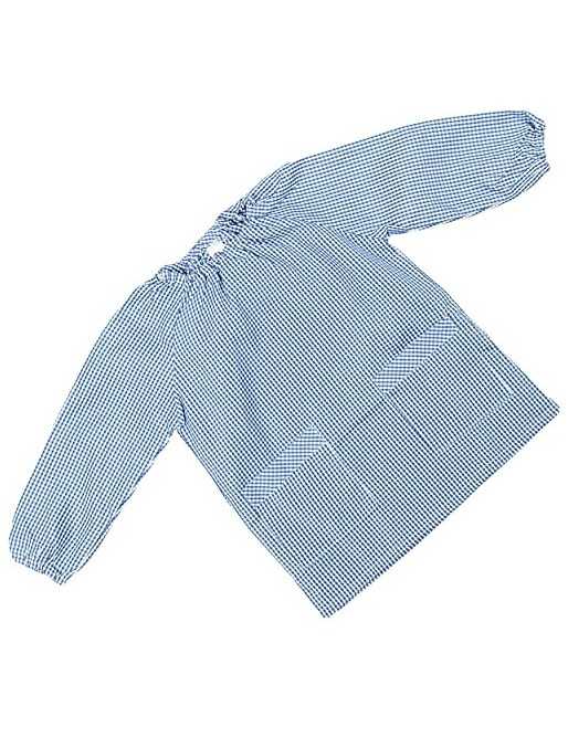 H HANSEL HOME Bata Escolar Babi Escolar Infantil Sin Botones Niño y Niña Elástica en Puño y Cuello Color Liso - Azul 1-2 Años