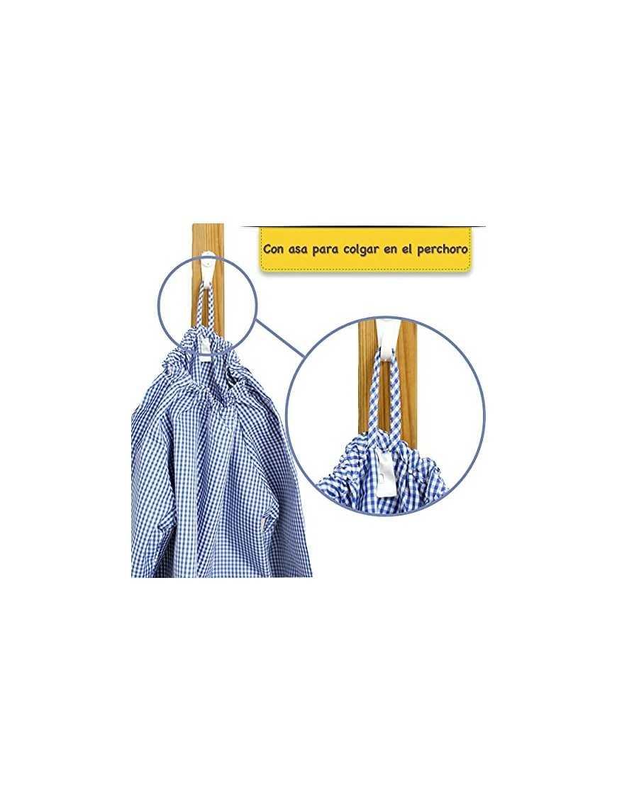 H HANSEL HOME Bata Escolar Babi Escolar Infantil Sin Botones Niño y Niña Elástica en Puño y Cuello Color Liso - Azul 1-2 Años