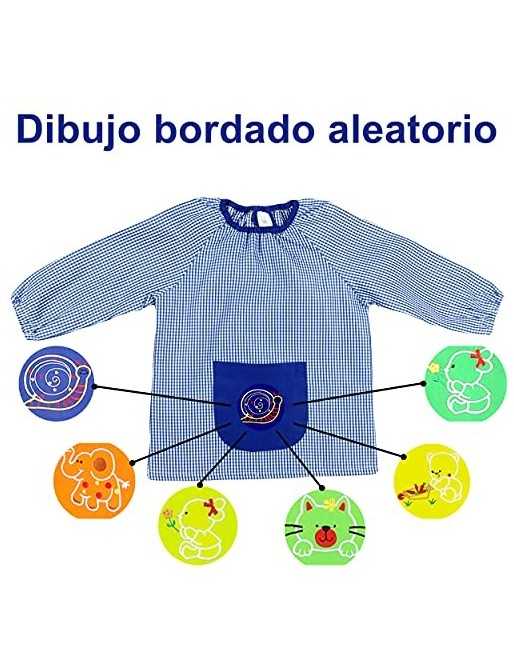 H HANSEL HOME Bata Escolar Baby Escolar Babi para Colegio Infantil Sin Botones Niño y Niña Elástica en Puño y Cuello - Azul 1