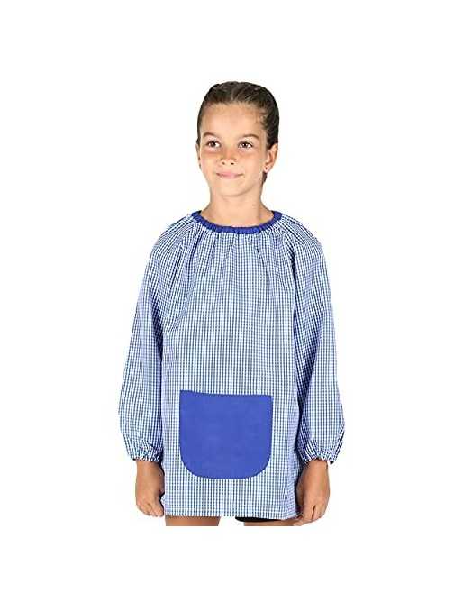 H HANSEL HOME Bata Escolar Baby Escolar Babi para Colegio Infantil Sin Botones Niño y Niña Elástica en Puño y Cuello - Azul 1